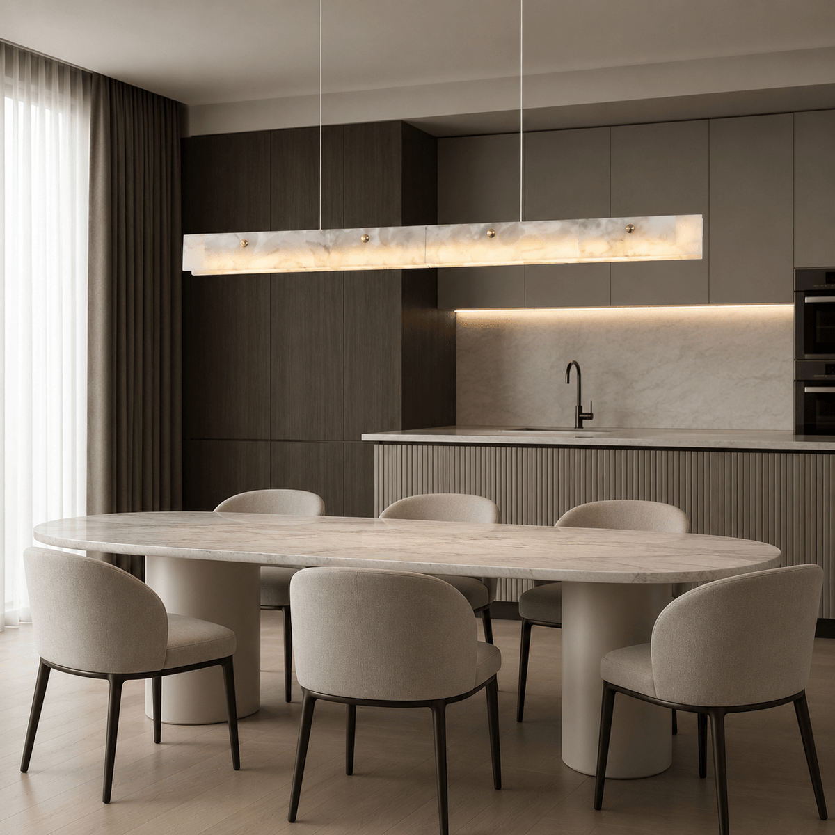 Florence Linear Marble Pendant Light - Tri-Color LED