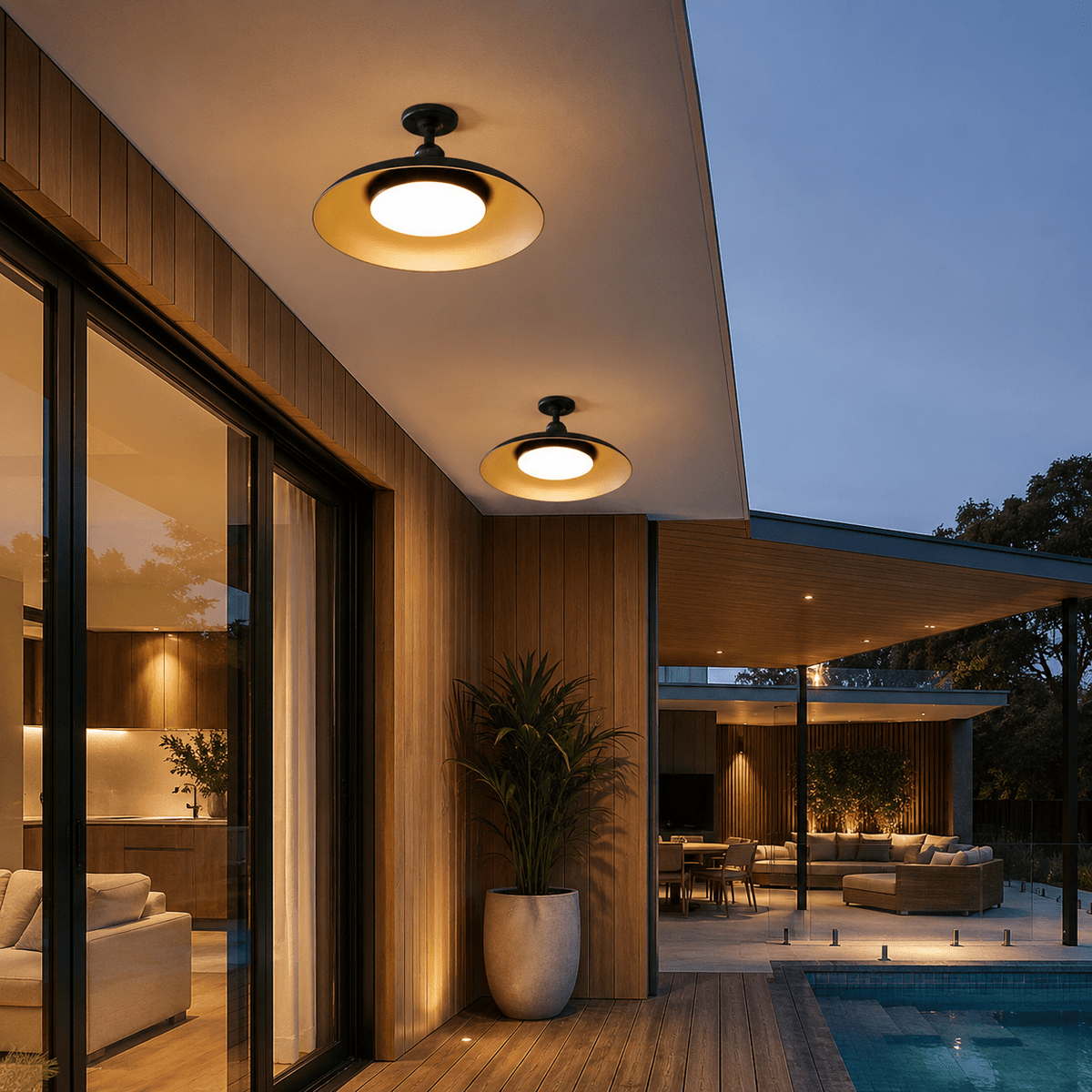 Gnarloo Outdoor Ceiling Light with Semi-Flush Mount Design