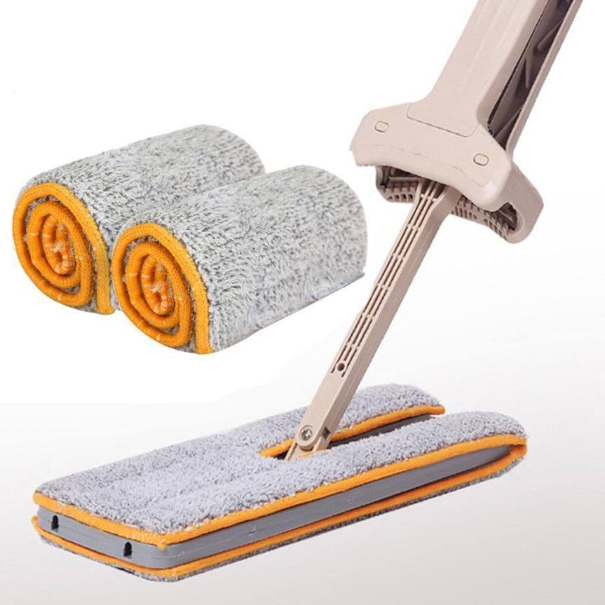 Self-Wringing Double-Sided Flat Microfiber Mop & Broom With 360 Degree Spin