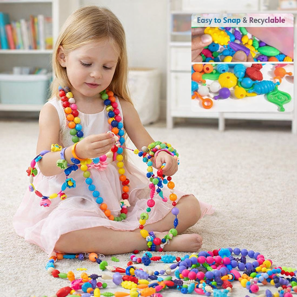 Jewelry Building Set with Click Beads for Children