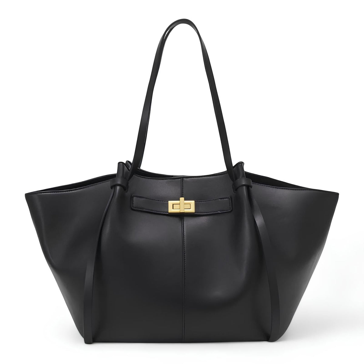 Large Camille Black PU Leather Bag