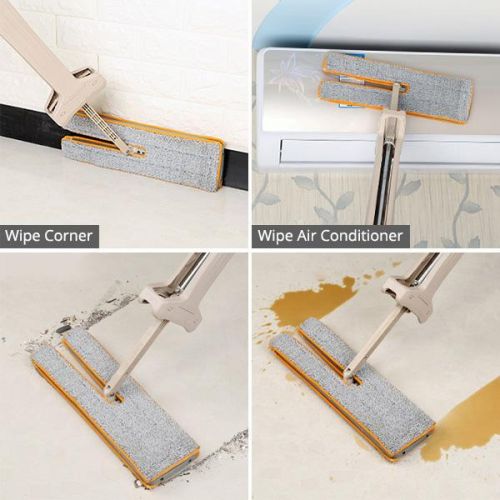 Self-Wringing Double-Sided Flat Microfiber Mop & Broom With 360 Degree Spin