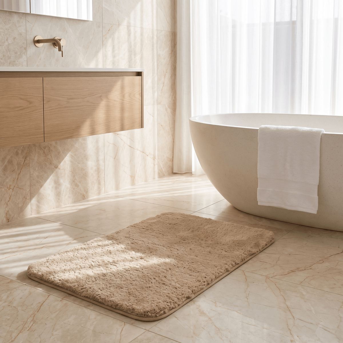 Mala Faux Fur Plush Bath Rug