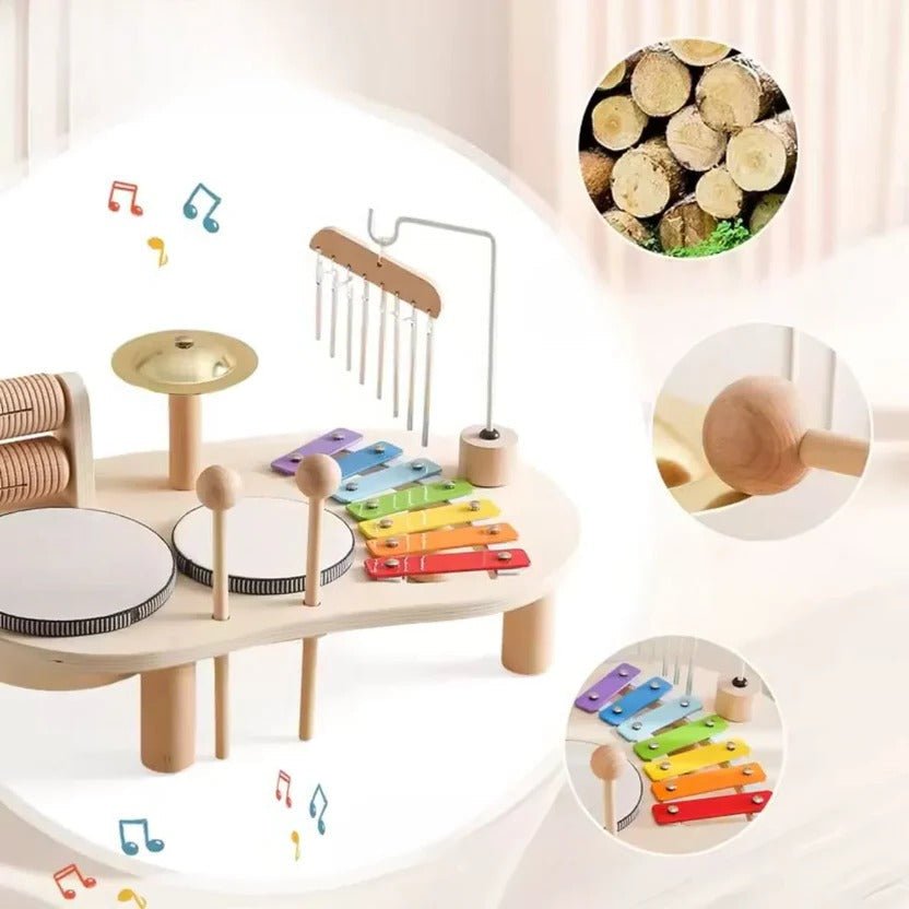 Wooden Drum Kit – Musical Instrument Set for Toddlers