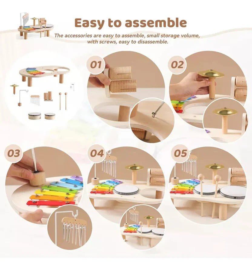 Wooden Drum Kit – Musical Instrument Set for Toddlers