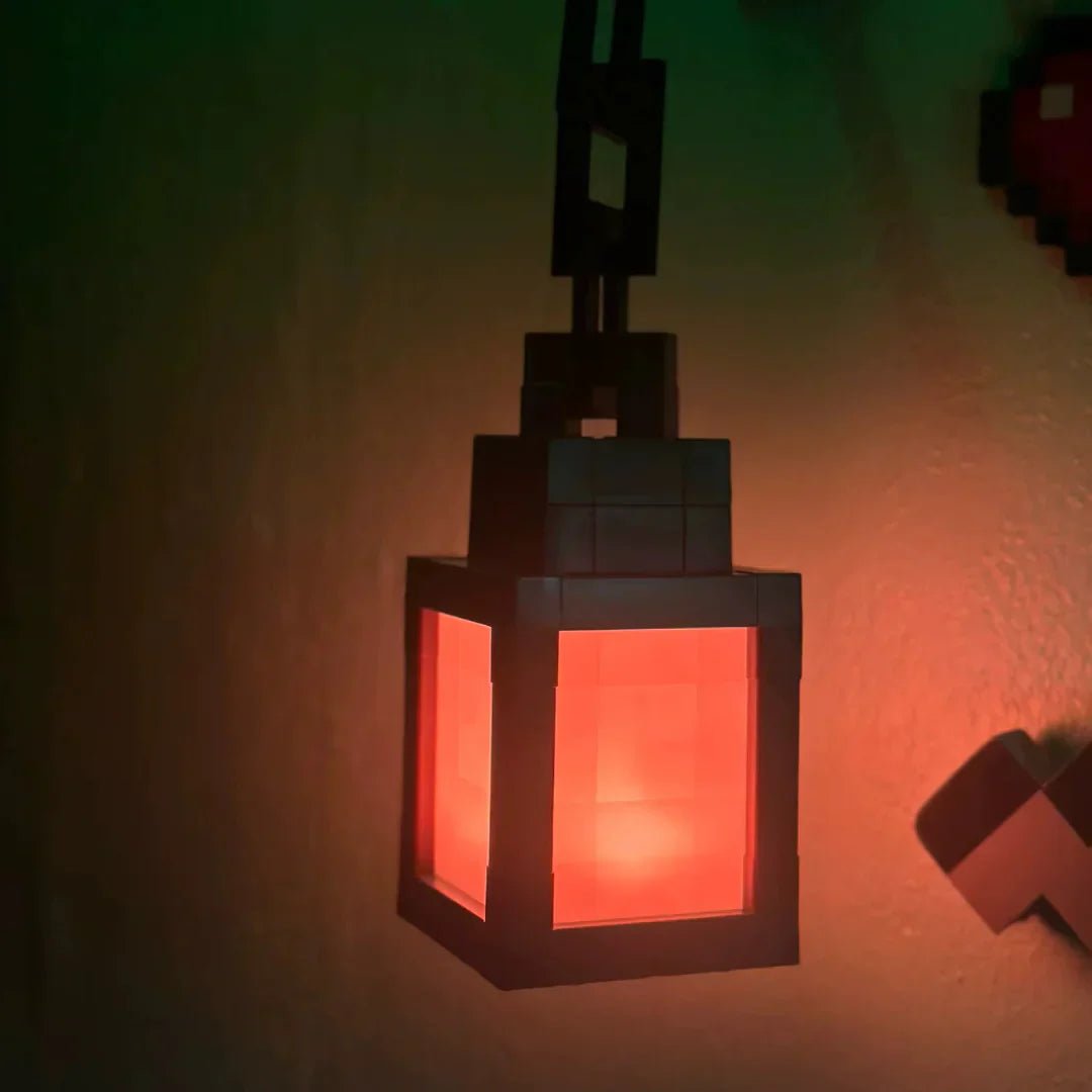 Pixel block lantern lamp close-up glow