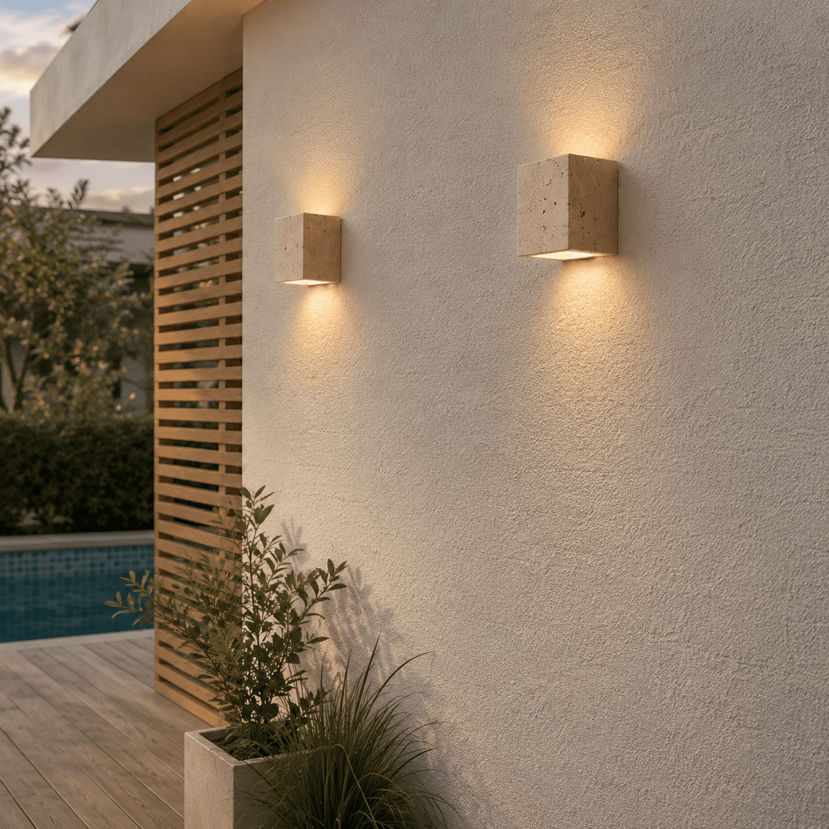Sahar Travertine Stone Outdoor Wall Lamp