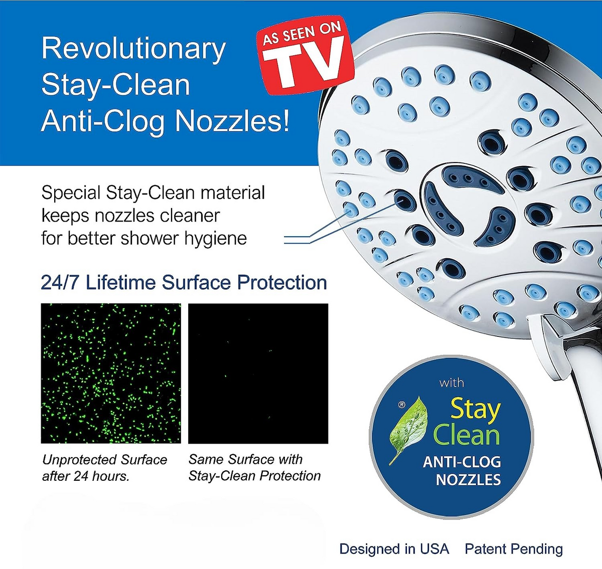 Adjustable Pressure Handheld Shower Head With Hose