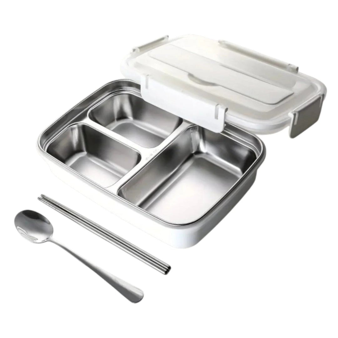 Stainless steel bento lunchbox white