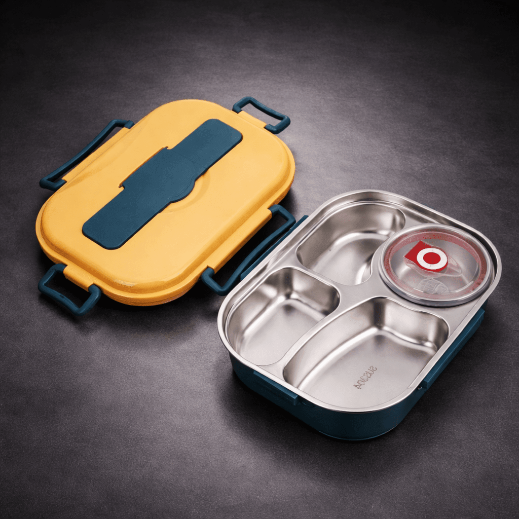 Stainless Steel Lunch Box 4 Compartment Thermal Food Container