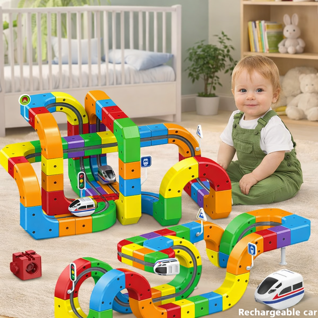 TrackFusion Modular Race Track Building Set for Kids