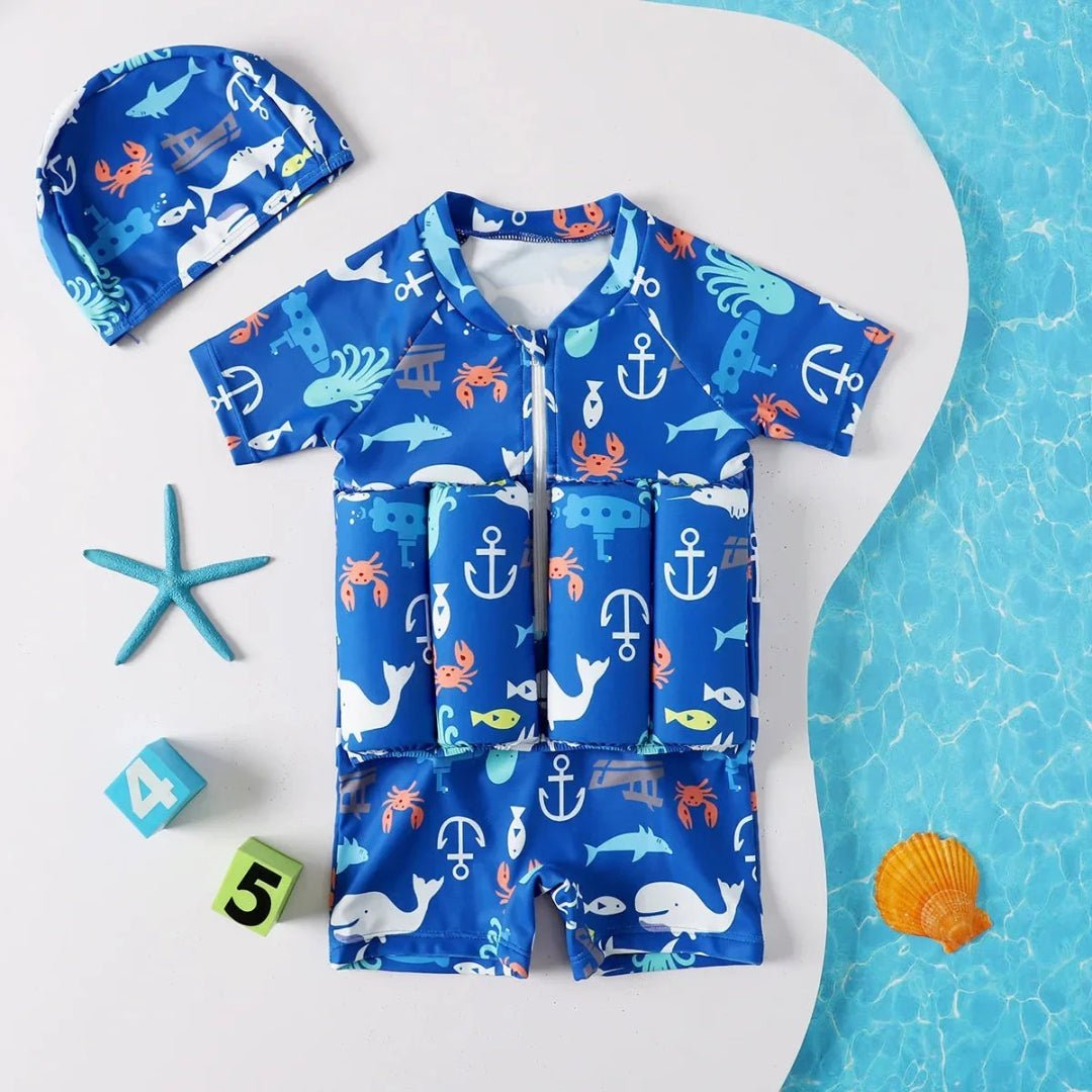 UV50+ swimsuit blue fish