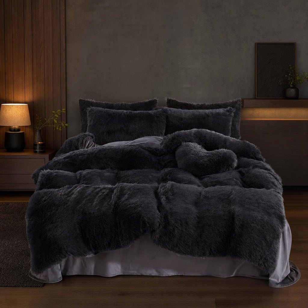 Velvet 3-Piece Soft Plush Bedding Set with Duvet Cover & Pillowcases