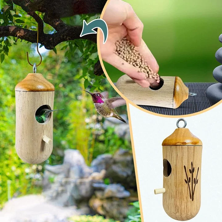 Wooden Hummingbird House - Gift for Nature Lovers