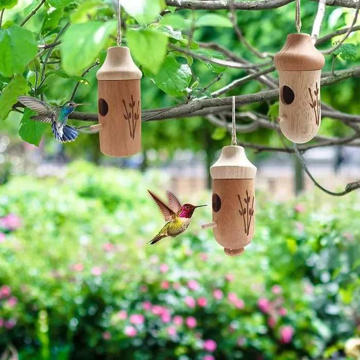 Wooden Hummingbird House - Gift for Nature Lovers